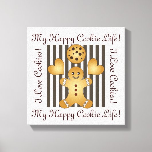 Schattigee Cookie Gingerbread Man Canvas Afdruk (Voorkant)