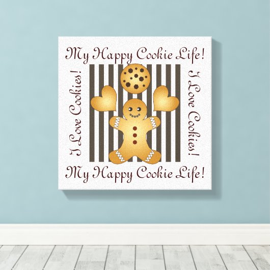 Schattigee Cookie Gingerbread Man Canvas Afdruk (Insitu (Houten vloer))
