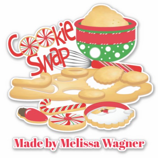 Schattigee Cookie Swap Naam toevoegen Cookie Tin o Sticker (Voorkant)