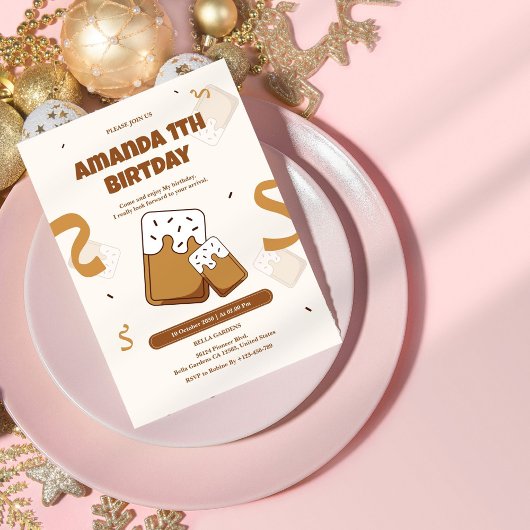 Schattigee cookie-thema 1e verjaardag uitnodiging