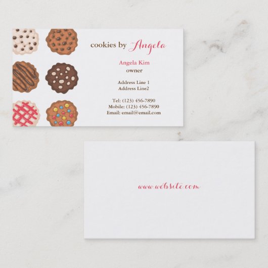 Schattigee Cookies Cookie Zakelijk Bakkerij Visite Visitekaartje (Voorkant / Achterkant)