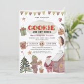 Schattigee Cookies en Cocoa Holiday Party Uitnodig Kaart (Staand voorkant)