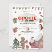 Schattigee Cookies en Cocoa Holiday Party Uitnodig