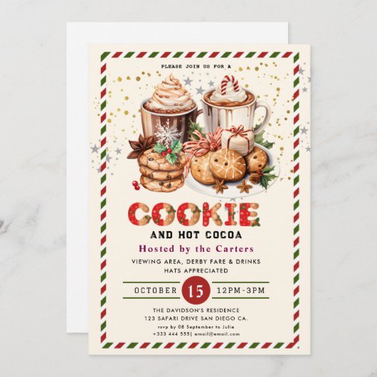 Schattigee Cookies en Cocoa Holiday Party Uitnodig Kaart (Voorkant / Achterkant)