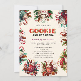 Schattigee Cookies en Cocoa Holiday Party Uitnodig Kaart