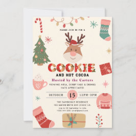 Schattigee Cookies en Cocoa Holiday Party Uitnodig Kaart