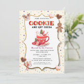 Schattigee Cookies en Cocoa Holiday Party Uitnodig Kaart (Staand voorkant)
