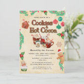 Schattigee Cookies en Cocoa Holiday Party Uitnodig Kaart (Staand voorkant)