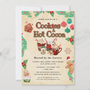 Schattigee Cookies en Cocoa Holiday Party Uitnodig Kaart