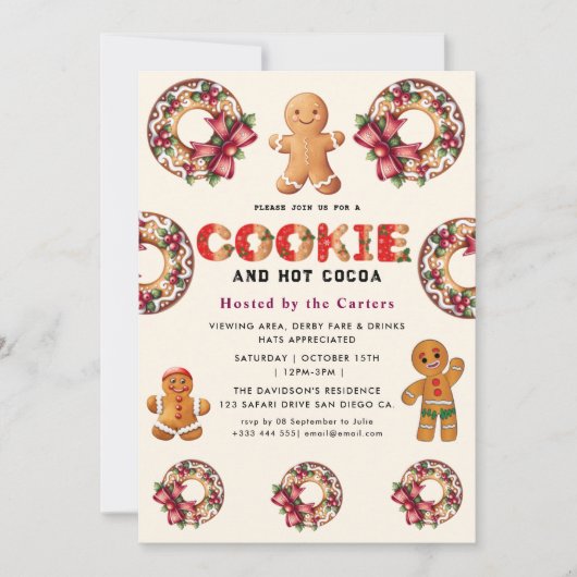 Schattigee Cookies en Cocoa Holiday Party Uitnodig Kaart (Voorkant)