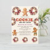 Schattigee Cookies en Cocoa Holiday Party Uitnodig Kaart (Staand voorkant)