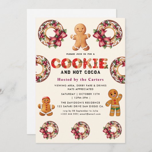 Schattigee Cookies en Cocoa Holiday Party Uitnodig Kaart (Voorkant / Achterkant)