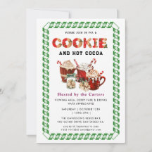 Schattigee Cookies en Cocoa Holiday Party Uitnodig