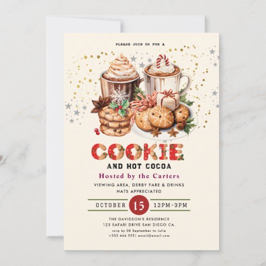 Schattigee Cookies en Cocoa Holiday Party Uitnodig Kaart (Voorkant)