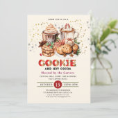 Schattigee Cookies en Cocoa Holiday Party Uitnodig Kaart (Staand voorkant)