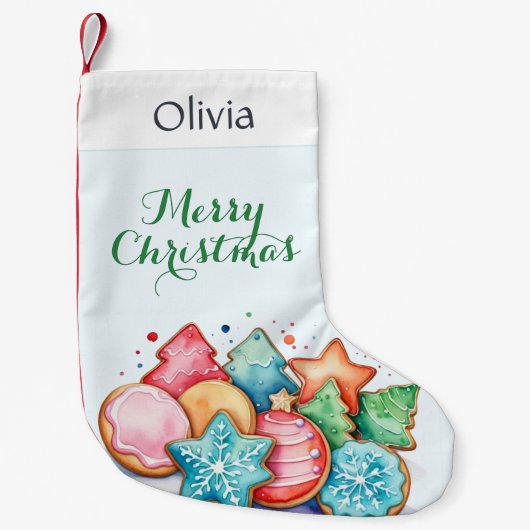Schattigee Cookies Vakantie Traktaties Gepersonali Kleine Kerstsok (Voorkant)