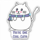 Schattigee Cool Cat Cartoon Funny Kawaii Cat Lover Sticker (Voorkant)