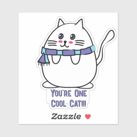 Schattigee Cool Cat Cartoon Funny Kawaii Cat Lover Sticker (Vel)