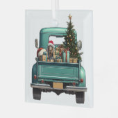 Schattigee Coonhound Dog Retro Truck Kerst Glas Ornament (Voorkant links)