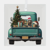 Schattigee Coonhound Dog Retro Truck Kerst Glas Ornament (Achterkant)
