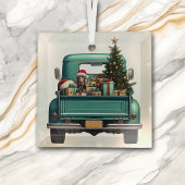 Schattigee Coonhound Dog Retro Truck Kerst Glas Ornament