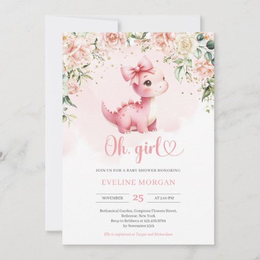 Schattigee coquette baby dinosaurus Het is een Mei Kaart (Voorkant)