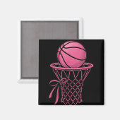 Schattigee Coquette Basketbal Esthetische Roze Hoo Magneet (Voorkant / Achterkant)