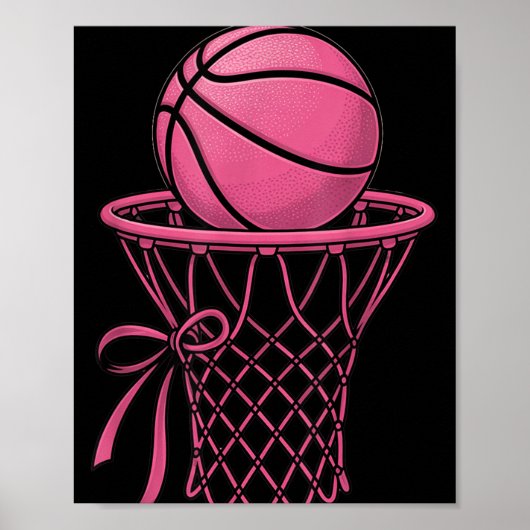 Schattigee Coquette Basketbal Esthetische Roze Hoo Poster (Voorkant)