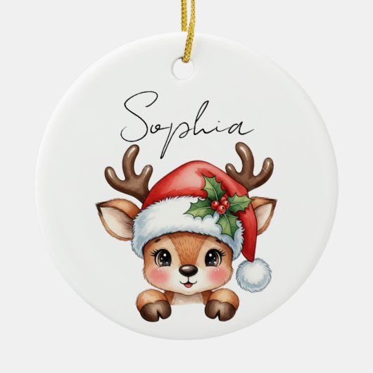 Schattigee Coquette Bloemen Kerstrendier Keramisch Ornament (Voorkant)