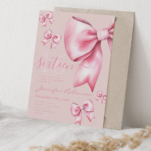 Schattigee Coquette Blush Pink Bow Sweet 16 Bleke  Kaart