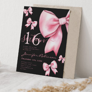 Schattigee Coquette Blush Pink Bow Sweet 16 Zwart Kaart