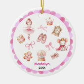 Schattigee coquette boog Notenkraker ballerina roz Keramisch Ornament (Voorkant)