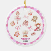 Schattigee coquette boog Notenkraker ballerina roz Keramisch Ornament (Achterkant)