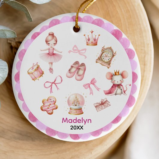 Schattigee coquette boog Notenkraker ballerina roz Keramisch Ornament