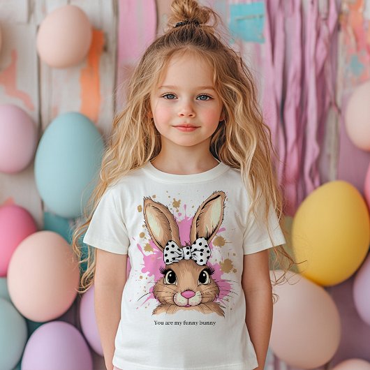 Schattigee Coquette Bow Bunny Girl Aangepaste teks Kinder Shirts