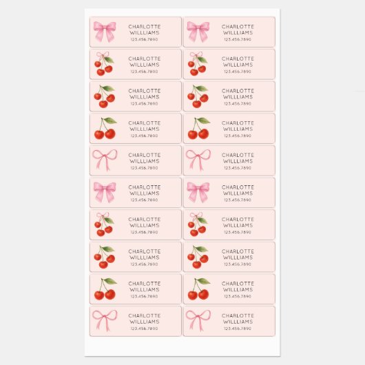 Schattigee Coquette Bow Cherry Terug naar School K Labels (Vel)