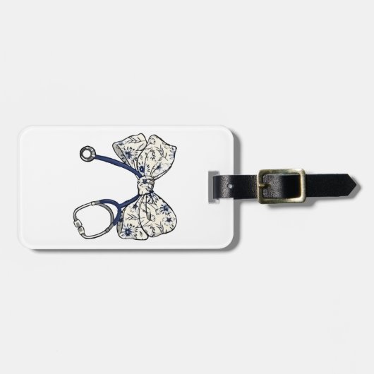 Schattigee Coquette Bow Coquette Bow Nurse Nursing Bagagelabel (Voorkant horizontaal)