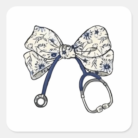 Schattigee Coquette Bow Coquette Bow Nurse Nursing Vierkante Sticker (Voorkant)