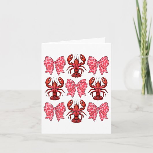 Schattigee Coquette Bow Crawfish Graphic Y2k Meisj Kaart (Voorkant)