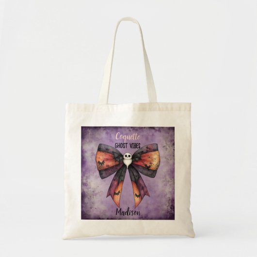 Schattigee Coquette Bow Ghost Vibes Custom Hallowe Tote Bag (Voorkant)