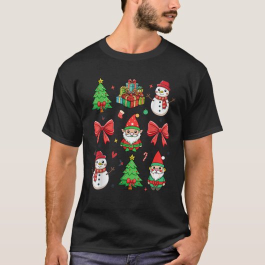 Schattigee Coquette Bow Gnomes Sneeuwman Kerstvrou T-shirt (Voorkant)