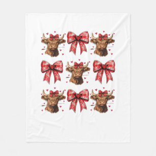 Schattigee Coquette Bow Heart Highland Koe Western Fleece Deken