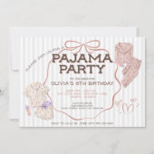 Schattigee Coquette Bow Pajama gestreepte feestver Kaart (Voorkant)