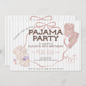 Schattigee Coquette Bow Pajama gestreepte feestver Kaart (Voorkant / Achterkant)