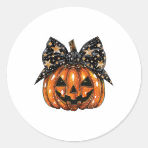 Schattigee Coquette Bow Pumpkin Halloween Vrouwen Ronde Sticker