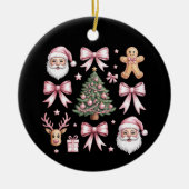 Schattigee Coquette Bow Roze Kerstboom Santa Ginge Keramisch Ornament (Voorkant)