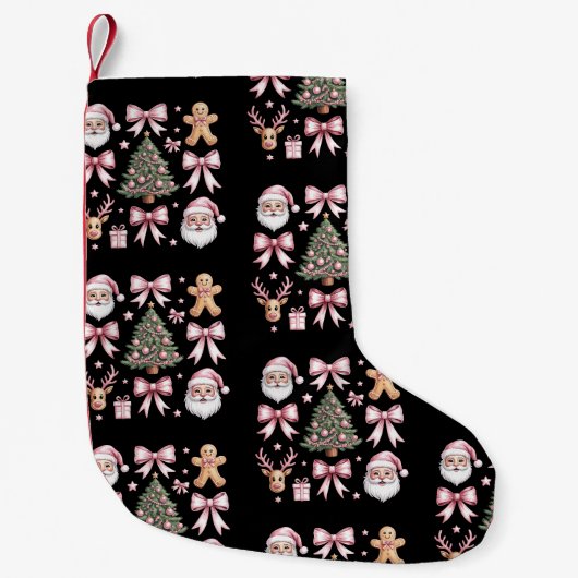 Schattigee Coquette Bow Roze Kerstboom Santa Ginge Kleine Kerstsok (Voorkant)