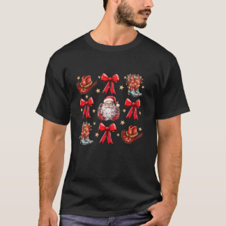 Schattigee Coquette Bow Santa Boot Pet Cowgirl Wes T-shirt