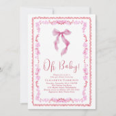 Schattigee Coquette Bow Waterverf Baby Meisje Douc Kaart (Voorkant)