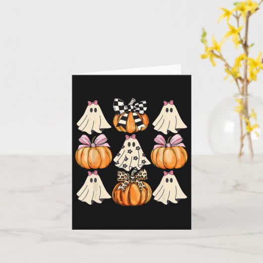 Schattigee Coquette Bows Ghost Pumpkin Seizoen Hal Kaart (Gele Bloem)